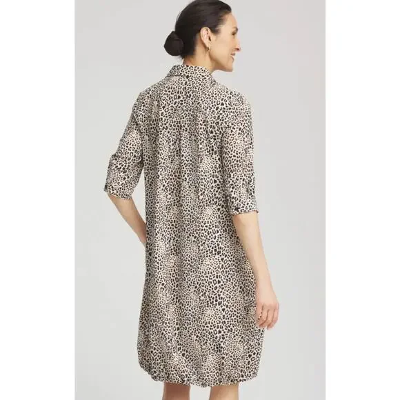 Chicos Zenergy cheetah print UPF bungee dress Size XL Travel Active Casual